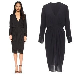 Zimmermann Ray Plunge Dress Gathered Waist Lattice Detail